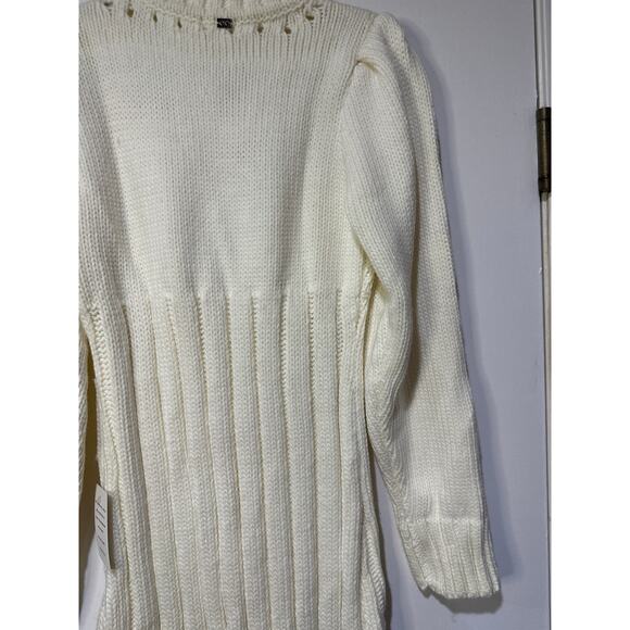 For Love & Lemons Jules Sweater Dress Cream Plus Size 1X NWT Ribbed Knit Fitted - Picture 16 of 16